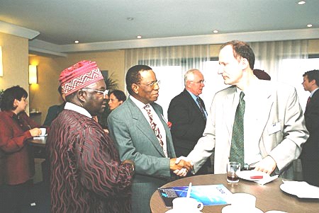 Sir Francis Ellah with Gershion GUYIT and Nicolas Patakias
