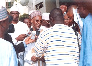 Former President Shehu Shagari at a Press event