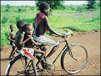 New bicycles are among the goods traffickers may promise children to lure them into working abroad. (c) 2002 Jonathan Cohen /Human Rights Watch