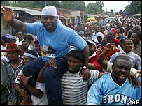 Mujahid Dokubo-Asari being carried by his supporters