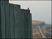 A section of Israel's barrier in the West Bank village of Abu Dis on the outskirts of Jerusalem 