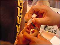 Baby being vaccinated in Kano