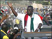 Opposition presidential candidate John Atta Mills on the campaign trail in Ghana 