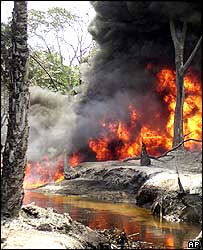 A Nigerian oil blaze in October